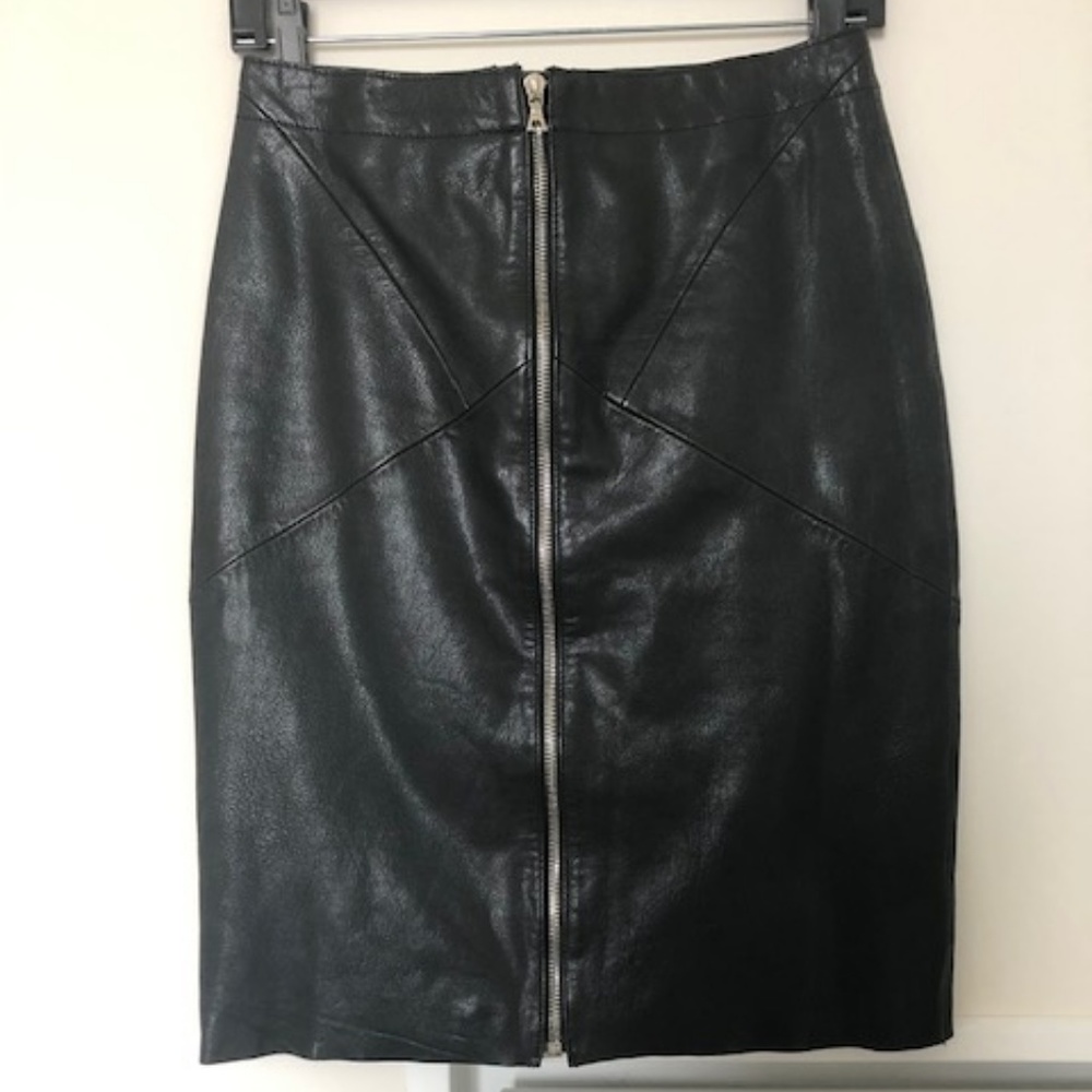 Sandro Black Leather Pencil Skirt Size 1